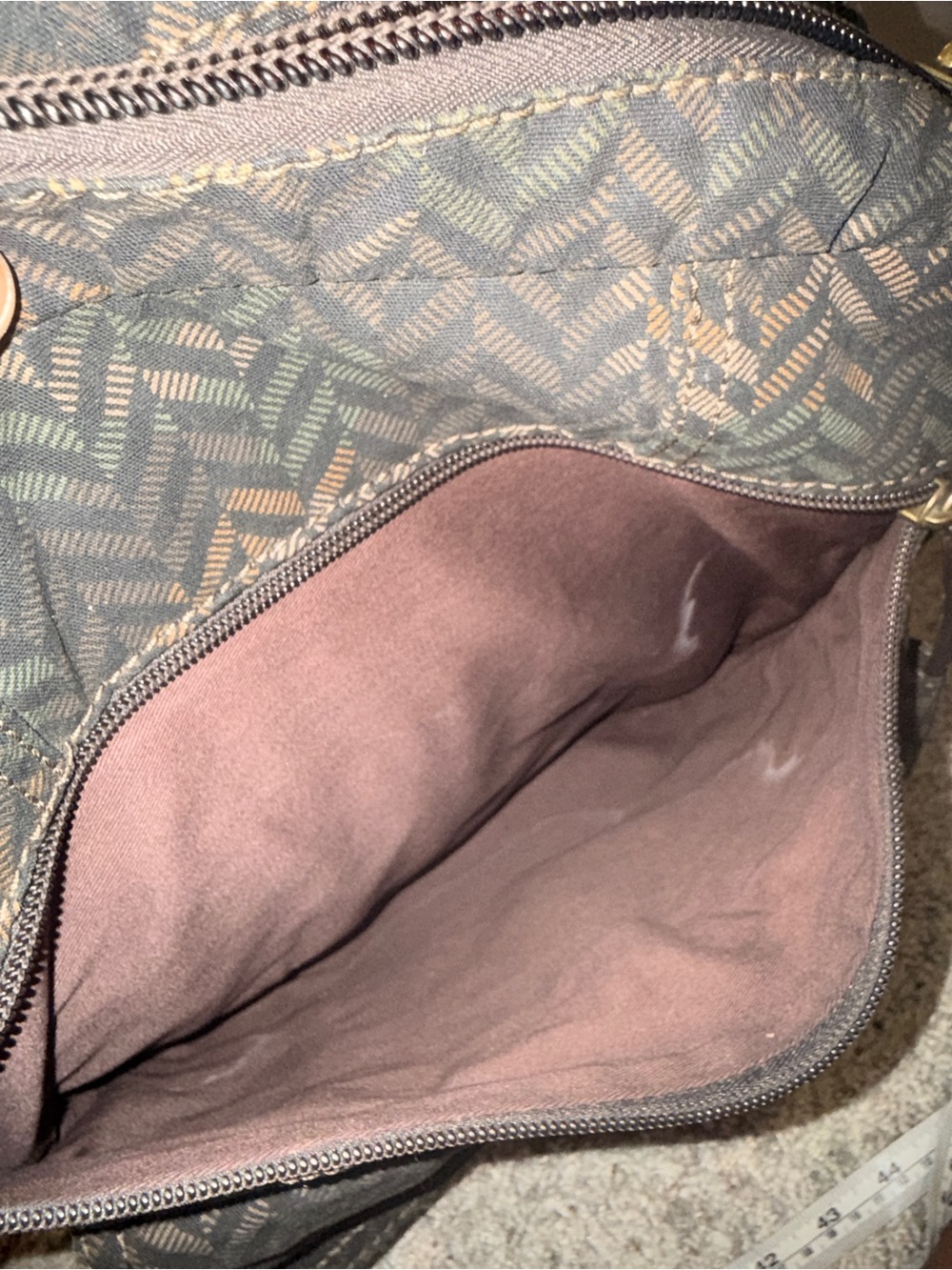 Men's Olive Chevron Pattern Distressed Backpack - Picture 11 of 14
